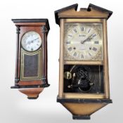 An Acctim 31 day wall clock and a further wall clock,