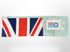 Ministry of Defence quality woven polyester RAF ensign with rope and toggle, 244 cm x 122 cm.