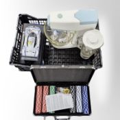 A Kenwood food mixer, boxed set of poker chips, Maisto and Burago die cast model cars, etc.