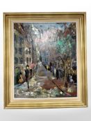 Danish School : Figures in a street, oil on canvas, 50 cm x 60 cm.