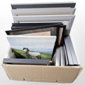 A group of contemporary pictures and prints, oil on canvas painting of a horse, etc.