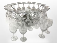 A contemporary wine glass chandelier, diameter 50cm.