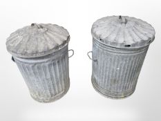 Two galvanised dust bins