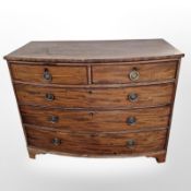 A 19th century mahogany bow front five drawer chest,