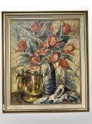 Danish School : Still life with tulips, oil on canvas, 49 cm x 59 cm.