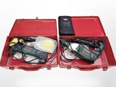A Bosch PMF180E multitool and further PSB drill, in metal carry cases,