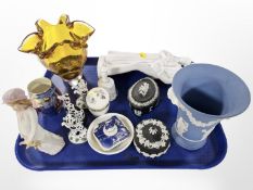 Various ceramics including Wedgwood black and blue jasper ware, Maling storm vase,