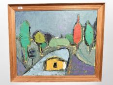 Danish School : Boat on a canal, oil on canvas, 73 cm x 60 cm.