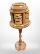 A turned wooden smokers stand, height 60 cm.