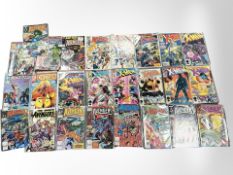 An assortment of Marvel Comics, including The Avengers, X-Men, Dazzler, etc.