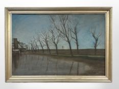 Danish School : Trees by a canal, oil on canvas, 46 cm x 30 cm.