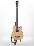 A Tanglewood Winterleaf TW8 AB electro acoustic bass guitar.