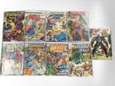 Nine vintage Marvel Fantastic Four comics, with various British and American covers.