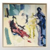 Danish School : Abstract figures, oil on canvas, 55 cm x 55 cm.