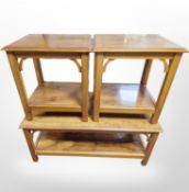 A reproduction yew wood coffee table,