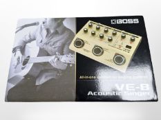 A Boss VE-8 acoustic singer, boxed with instructions.
