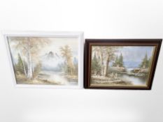 Contemporary school : two oil on canvas landscapes,