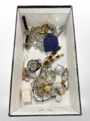 A small group of jewellery including a lady's 9ct gold Accurist wristwatch on plated strap,