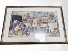 After Louis Wain : contemporary colour print depicting cats in classroom,