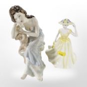 Two Royal Doulton figures, Springtime HN4586 and Impressions Sunset HN4198.
