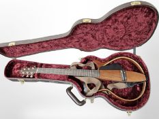 A Yamaha SLG200S NT silent acoustic-electric guitar, with skeletonised body, in hard carry case.