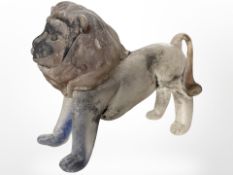 An unusual antique slag glass figure modelled as a lion, height 14 cm.