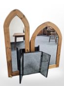 Two pine arched topped mirrors,
