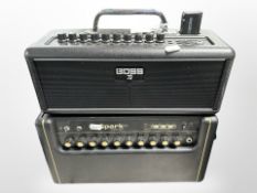 A Boss Katana-Air amplifier and a Spark Positive Grid 40 amplifier.