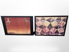 A print after Salvador Dali and a further print in matching frame,