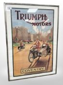 A contemporary Triumph Motors print, 49 cm x 68 cm.