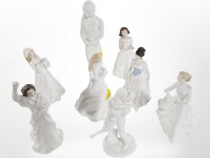Eight various Royal Doulton and Coalport figures of ladies,