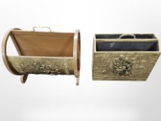 Two embossed brass magazine racks