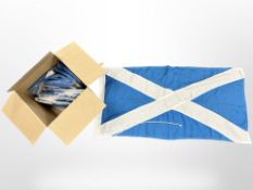 Ten Ministry of Defence quality Saltire (St Andrews) flag, with rope and toggle, each 3 ft x 1.5 ft.