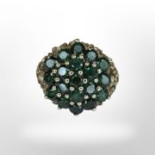 A 9ct gold synthetic emerald cluster ring, size K. CONDITION REPORT: 5.9g.