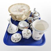 A Crown Devon Fieldings leaf shaped dish and further tazza,