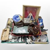 A large quantity of miscellaneous ceramics, Rumtopf storage jar, teddy bears, crock pot,