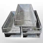 Five galvanised industrial filing drawers, length 60 cm.