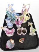 A group of continental porcelain figures of ladies,