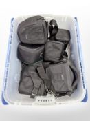 Seven empty lens/camera bags including Lowepro, Sigma, etc.