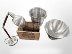 A stainless steel punch bowl, diameter 39 cm,