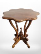 A reproduction walnut occasional table,