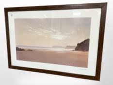 A colour print depicting a coast line, after Spencer See, 98 cm x 68 cm.