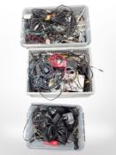 A large quantity of musical instrument power cables, leads, receivers,