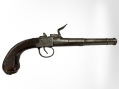 A late 18th century flintlock Queen Anne box lock overcoat pistol by Isaac Smith, London,