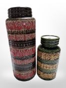 Two West German pottery vases, tallest 41 cm.