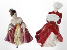 Two Royal Doulton figures, Southern Belle HN2229 and A Winters Morn No. 1302 of 15000.