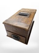 An early 20th century mahogany cash drawer