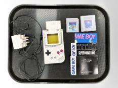 An original 1989 Nintendo Game Boy console model reference DMG-01,