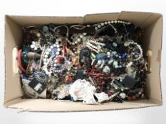 A large quantiy of costume bead necklaces, bracelets, simulated pearls, etc.