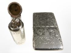 An Edwardian silver card case, length 8.